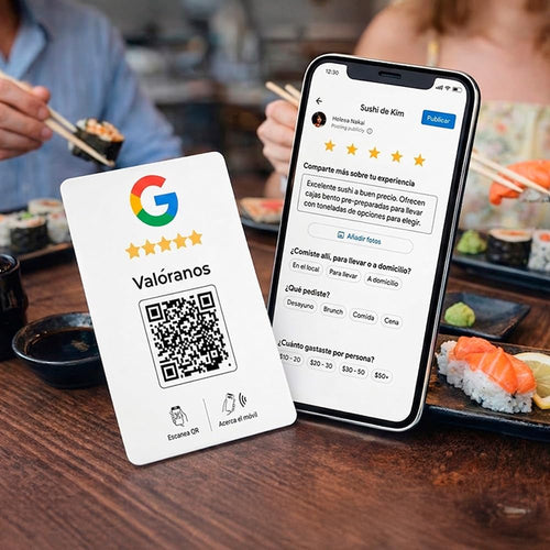 Pack Cartel NFC Reseñas Google + 2 Tarjetas Gratis