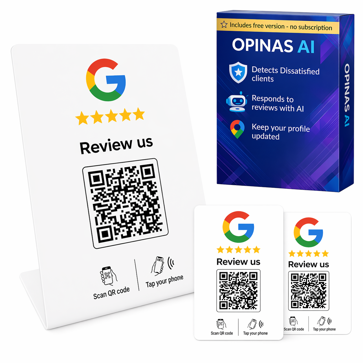 Google Review Tap Stand NFC + 2 Free Cards