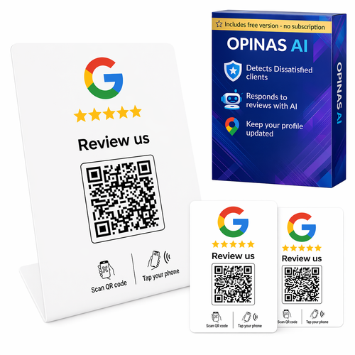 Google Review Tap Stand NFC + 2 Free Cards