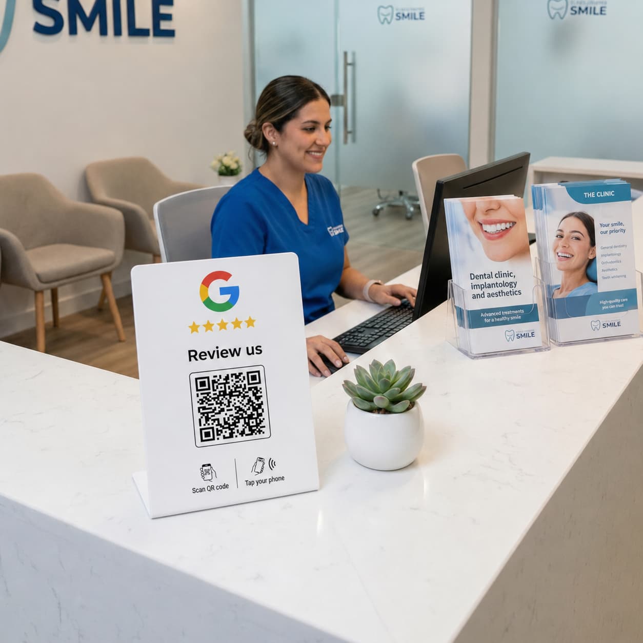 Google Review Tap Stand NFC + 2 Free Cards