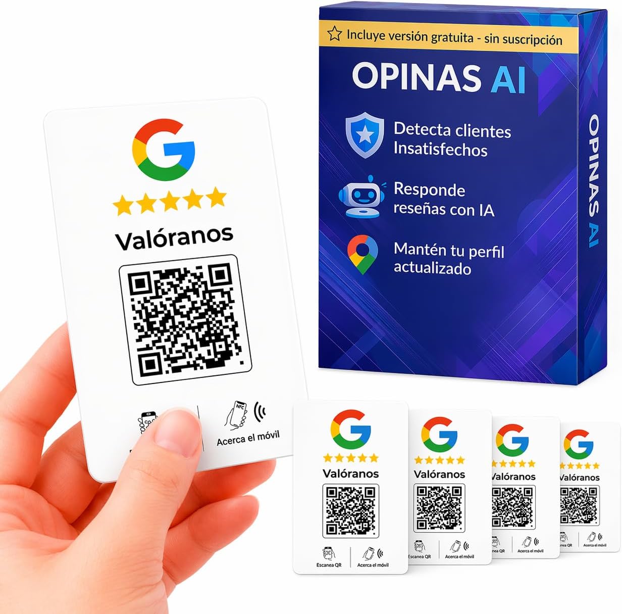 Pack Placa Reseñas Google NFC + QR + 2 Tarjetas Gratis